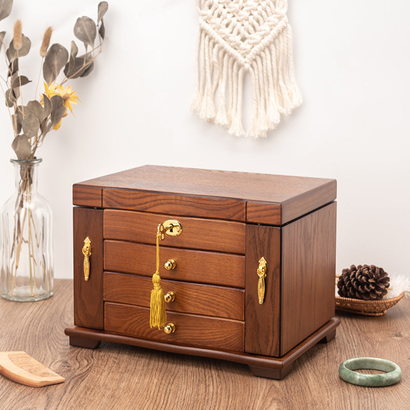 BOÎTE À BIJOUX EN BOIS MULTICOUCHE DE GRANDE CAPACITÉ