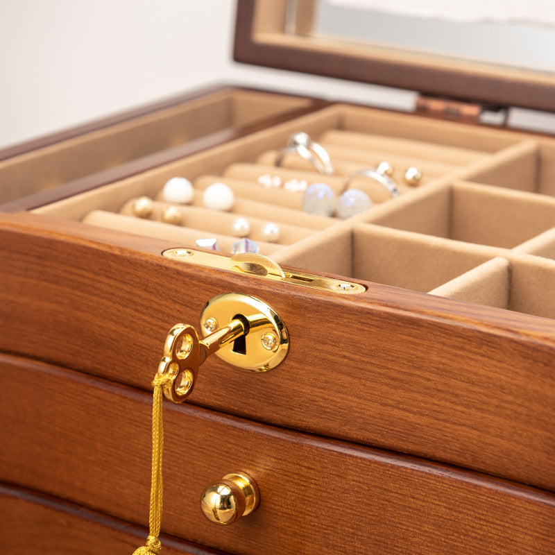 BOÎTE À BIJOUX EN BOIS MULTICOUCHE DE GRANDE CAPACITÉ