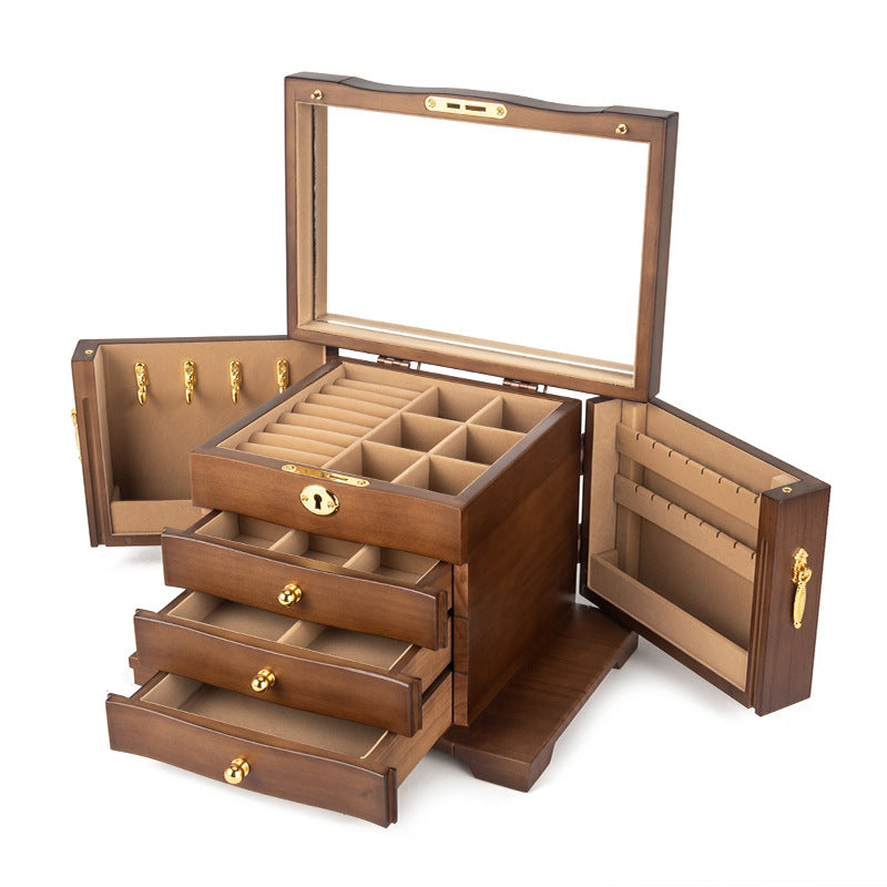 BOÎTE À BIJOUX EN BOIS MULTICOUCHE DE GRANDE CAPACITÉ