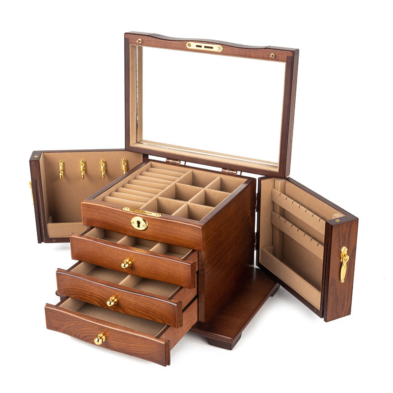 BOÎTE À BIJOUX EN BOIS MULTICOUCHE DE GRANDE CAPACITÉ