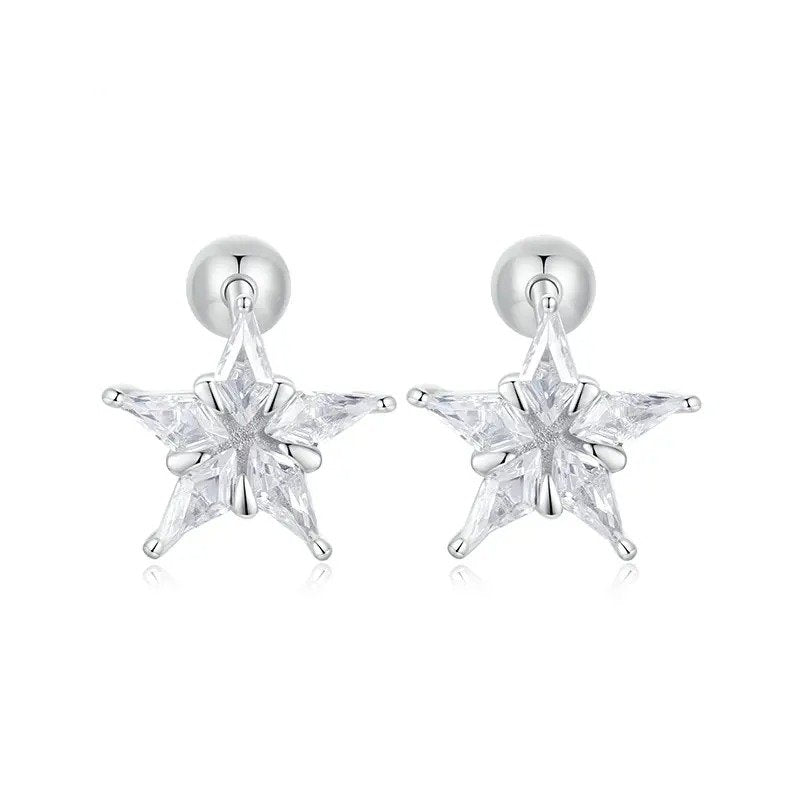 Boucles d'oreilles à tige étoile brillante Boucles d'oreilles en oxyde de zirconium plaqué platine