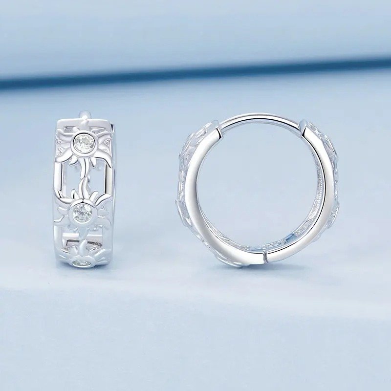 Boucles d'oreilles créoles plaquées or blanc Inifinite Love, légères, pour cartilage