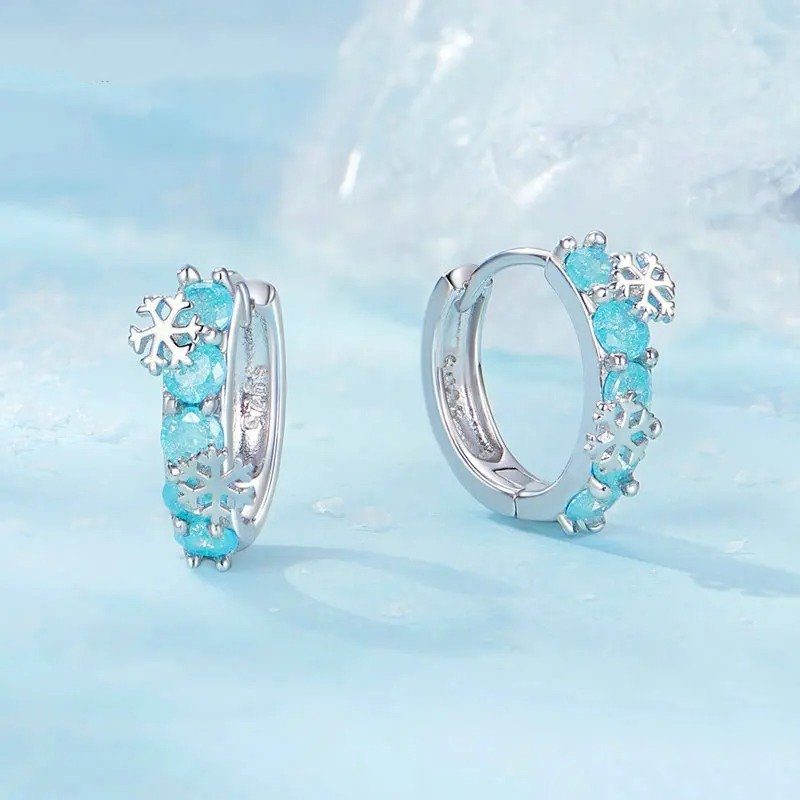 Boucles d'oreilles créoles en zircone plaqué platine Ice Flower