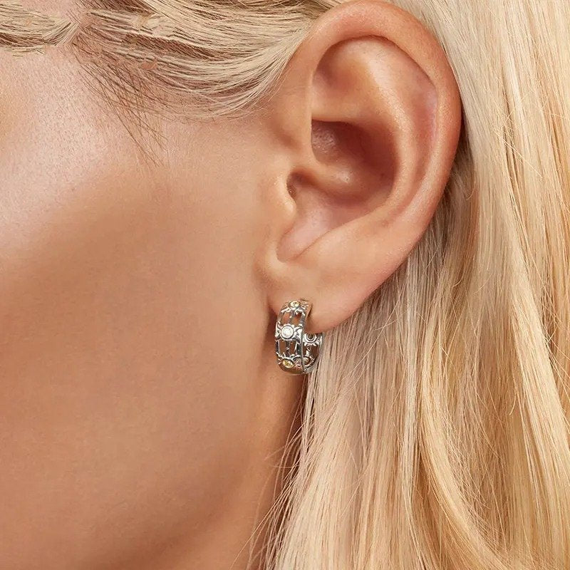 Boucles d'oreilles créoles plaquées or blanc Inifinite Love, légères, pour cartilage