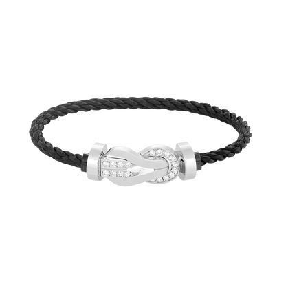 [Kincade Jewelrys]CHANCE LARGE 8 FIGURE BUCKLE HALF DIAMOND BRACELET SILVER