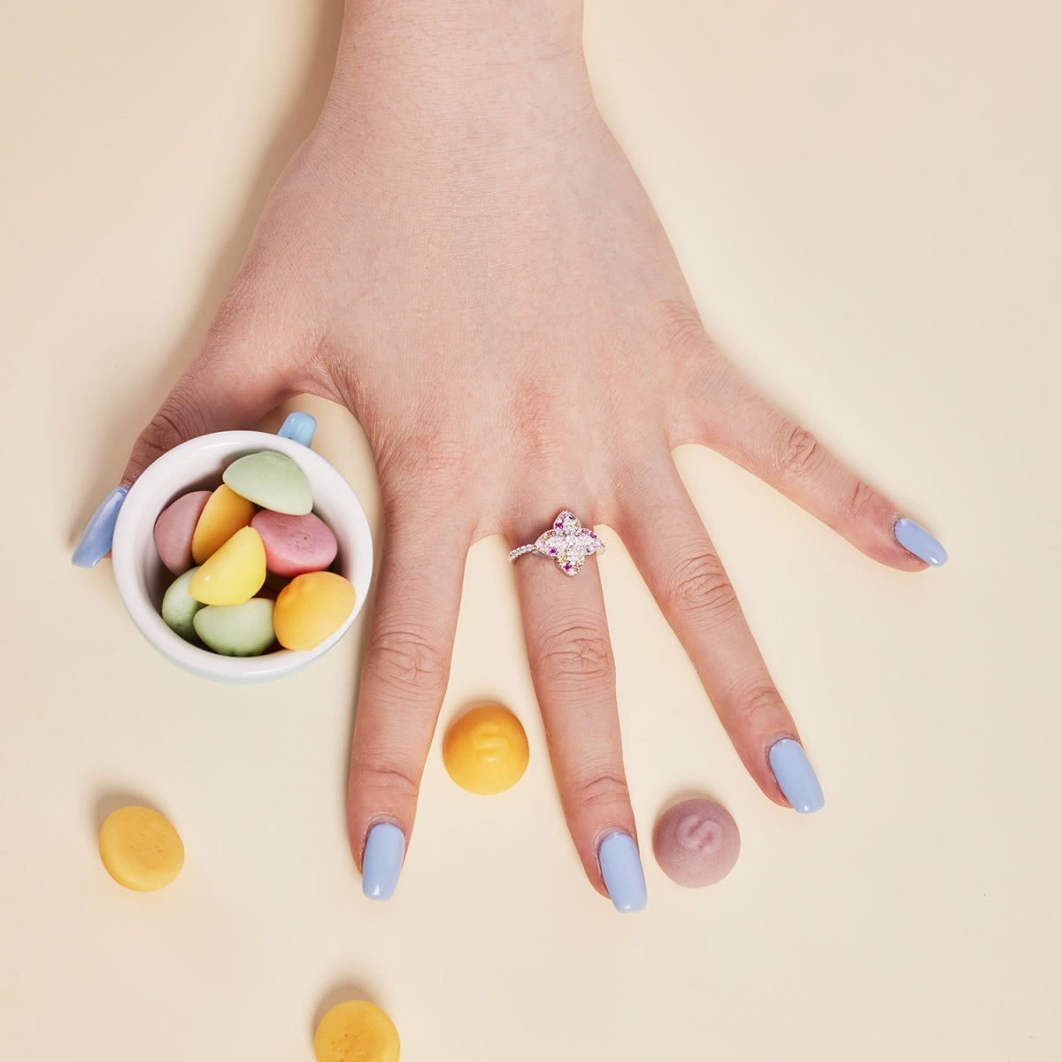 [Kincade Jewelrys]Luxurious Colorful Flower Shape Banquet Ring
