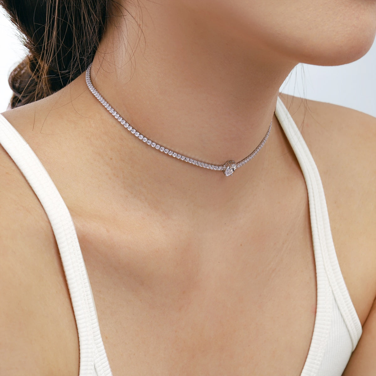 [Kincade Jewelrys]1.0 carat Unique Pear Cut Tennis Necklace