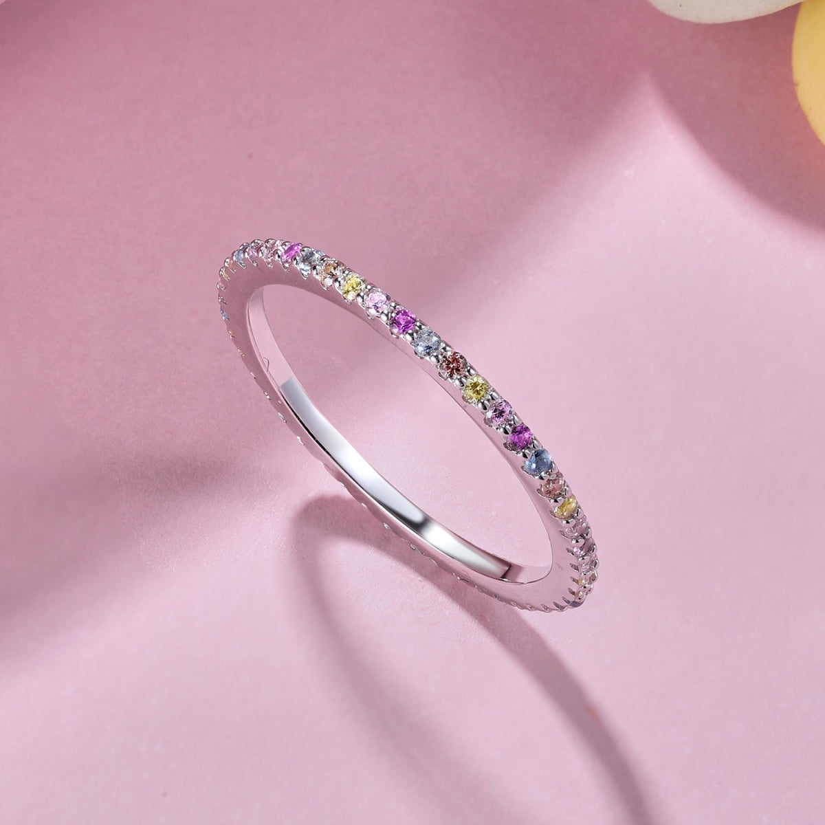 [Kincade Jewelrys]Ornate Colorful Round Cut Tennis Ring