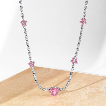 [Kincade Jewelrys] Collier éblouissant en forme de cœur rose