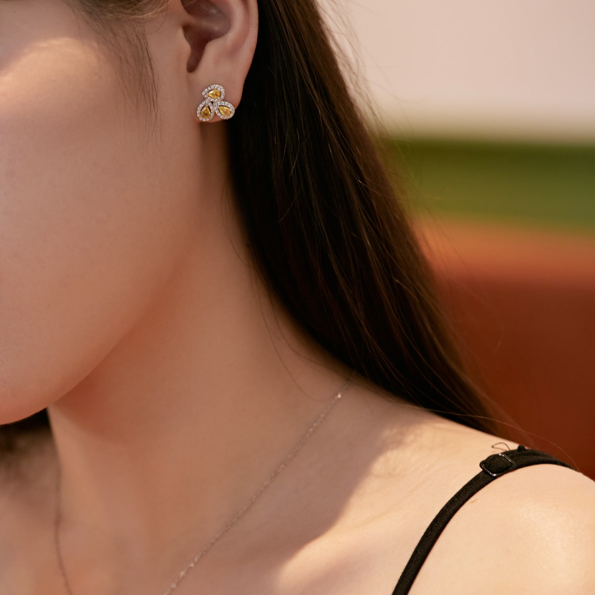 [Kincade Jewelrys]Ornate Flower Shape Pear Cut Lover Earrings