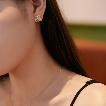 [Kincade Jewelrys]Ornate Flower Shape Pear Cut Lover Earrings