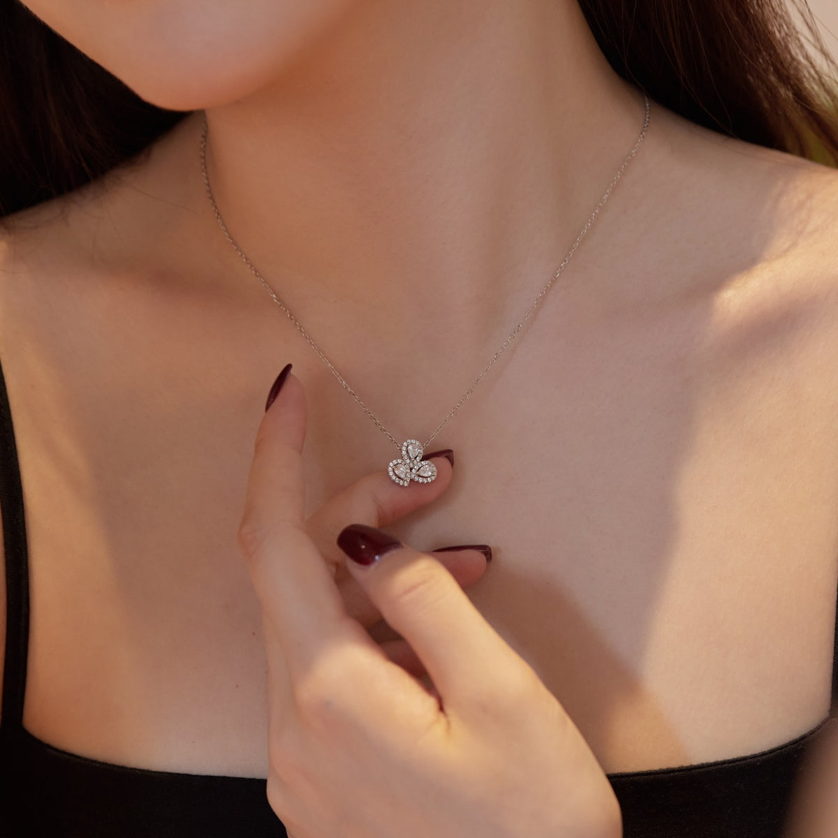 [Kincade Jewelrys]Elegant Flower Shape Pear Cut Necklace