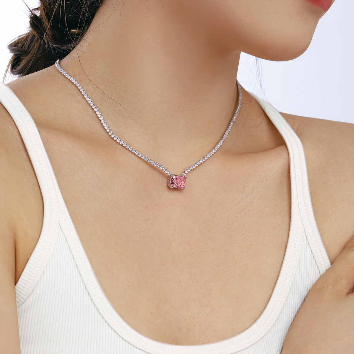 [Kincade Jewelrys]4.0 Carat Elegant Radiant Cut Necklace