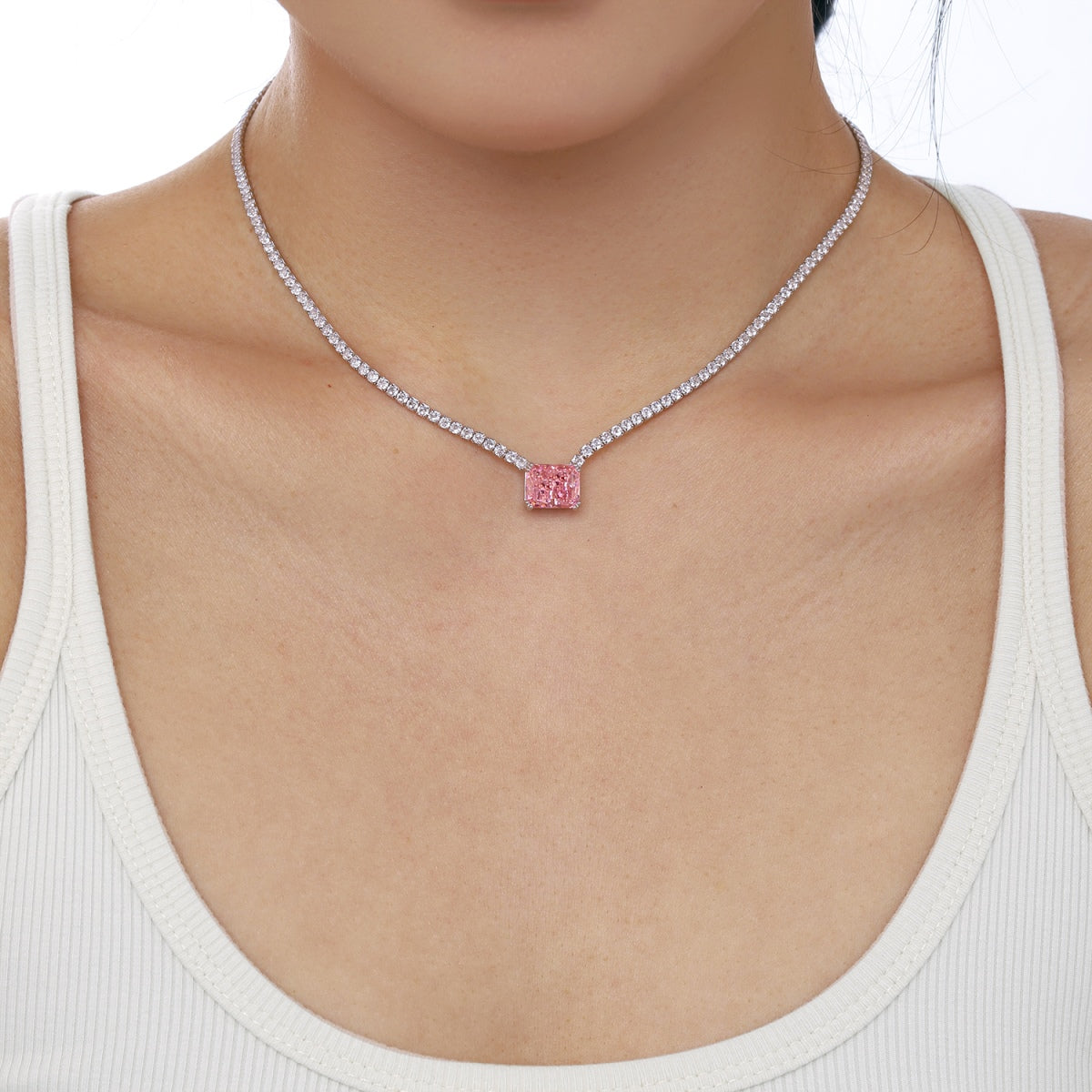 [Kincade Jewelrys]4.0 Carat Elegant Radiant Cut Necklace