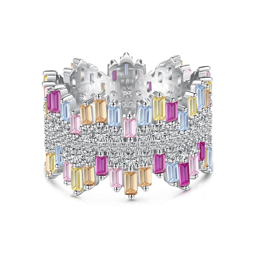 [Kincade Jewelrys]Luxurious Colorful Radiant Cut Daily Ring