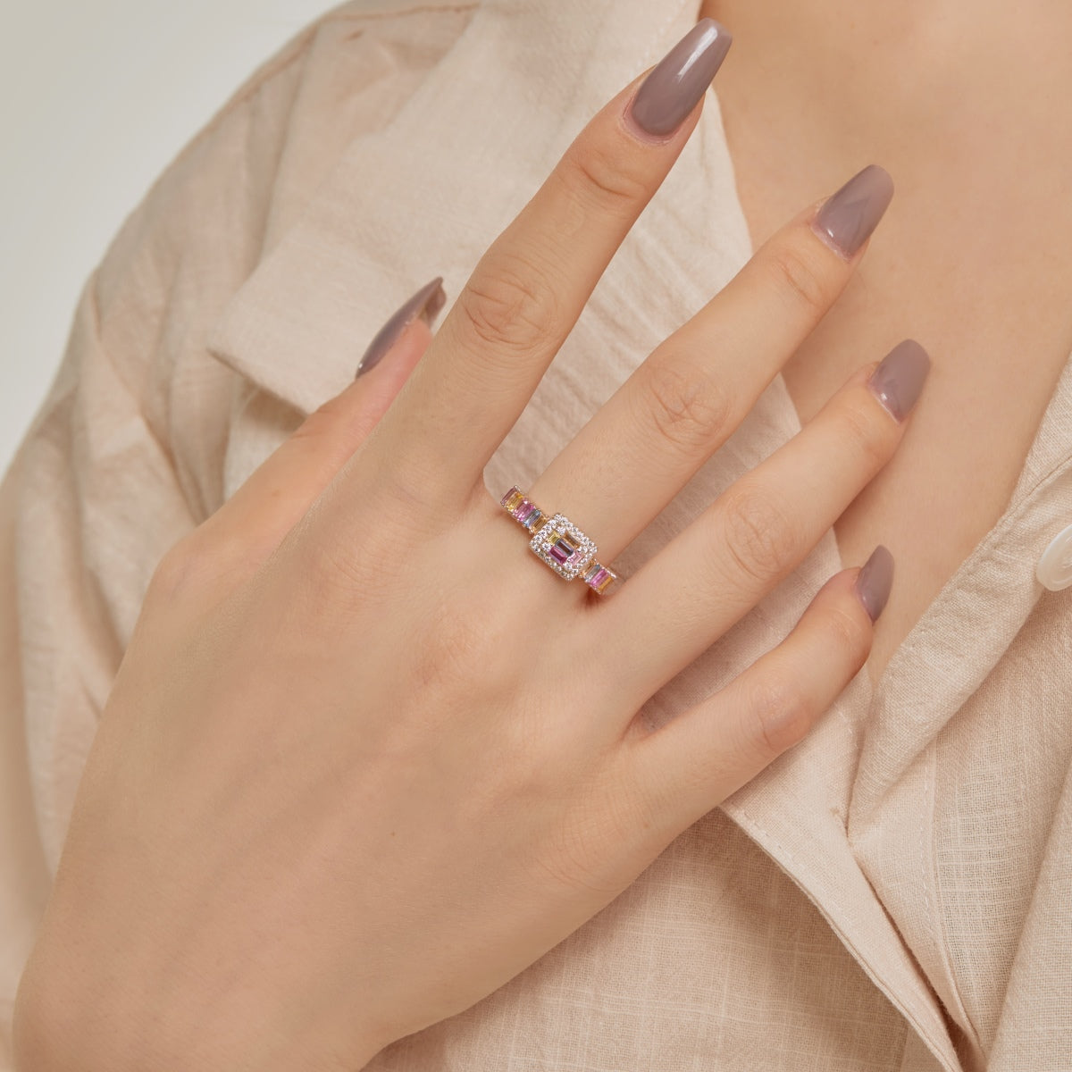 [Kincade Jewelrys]Exquisite Colorful Radiant Cut Party Ring