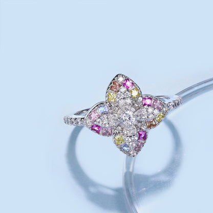 [Kincade Jewelrys]Luxurious Colorful Flower Shape Banquet Ring