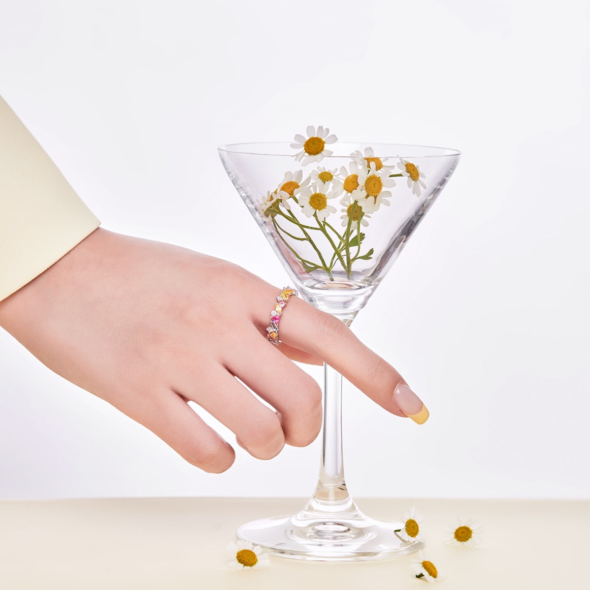 [Kincade Jewelrys]Dazzling Polychromatic Multi cut Daily Ring