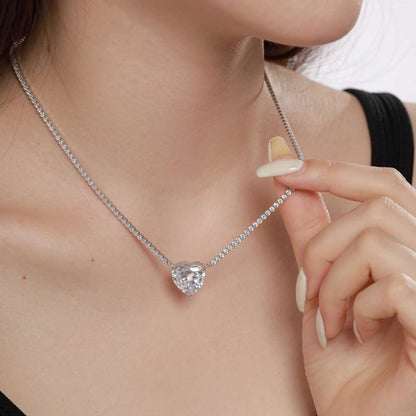 [Kincade Jewelrys]8.0 Carat Versatile Colorful Sweet Heart-Shaped Tennis Necklace