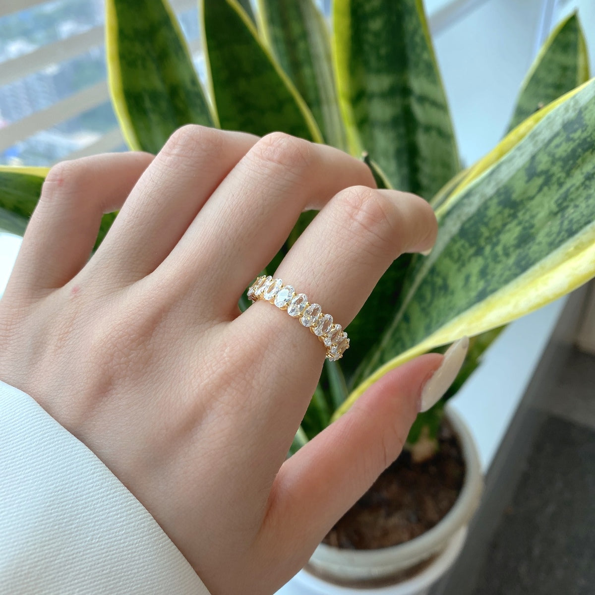[Kincade Jewelrys]Ornate Oval Cut Tennis Ring