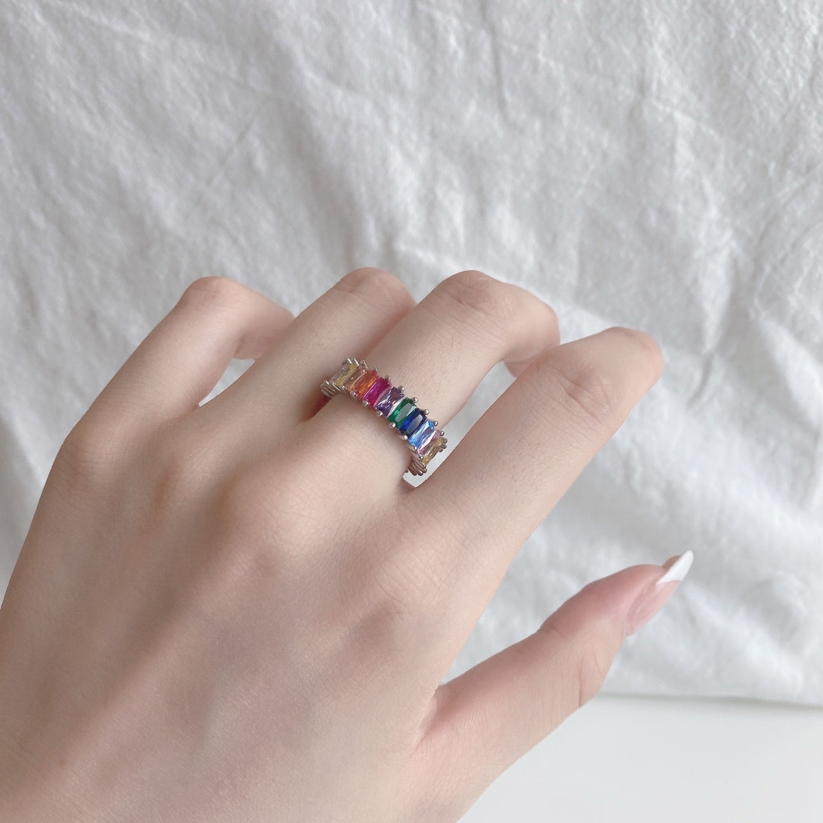 [Kincade Jewelrys]Unique Colorful Radiant Cut RIng