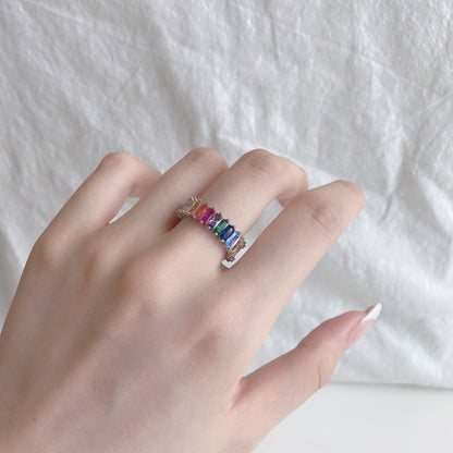 [Kincade Jewelrys]Unique Colorful Radiant Cut RIng