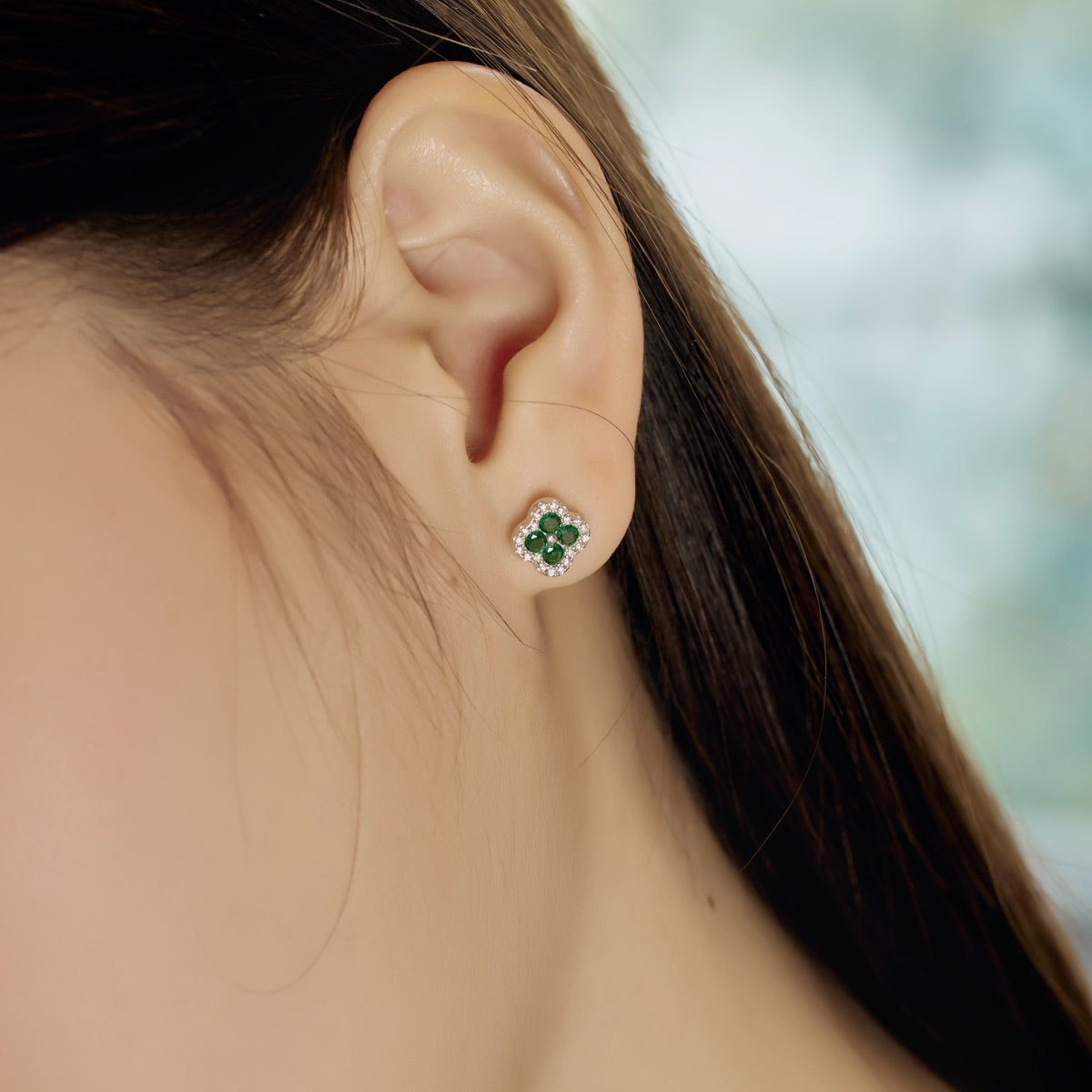 [Kincade Jewelrys]Four-Leaf Clover Flower Shaped Earrings