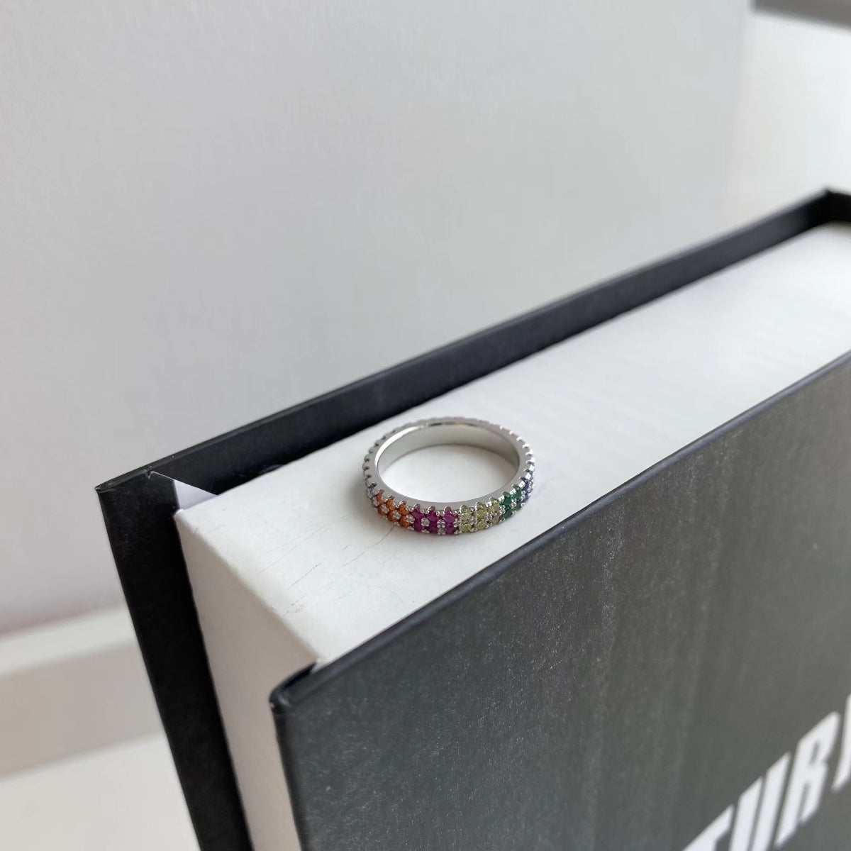 [Kincade Jewelrys]Unique Colorful Round Cut Tennis Ring