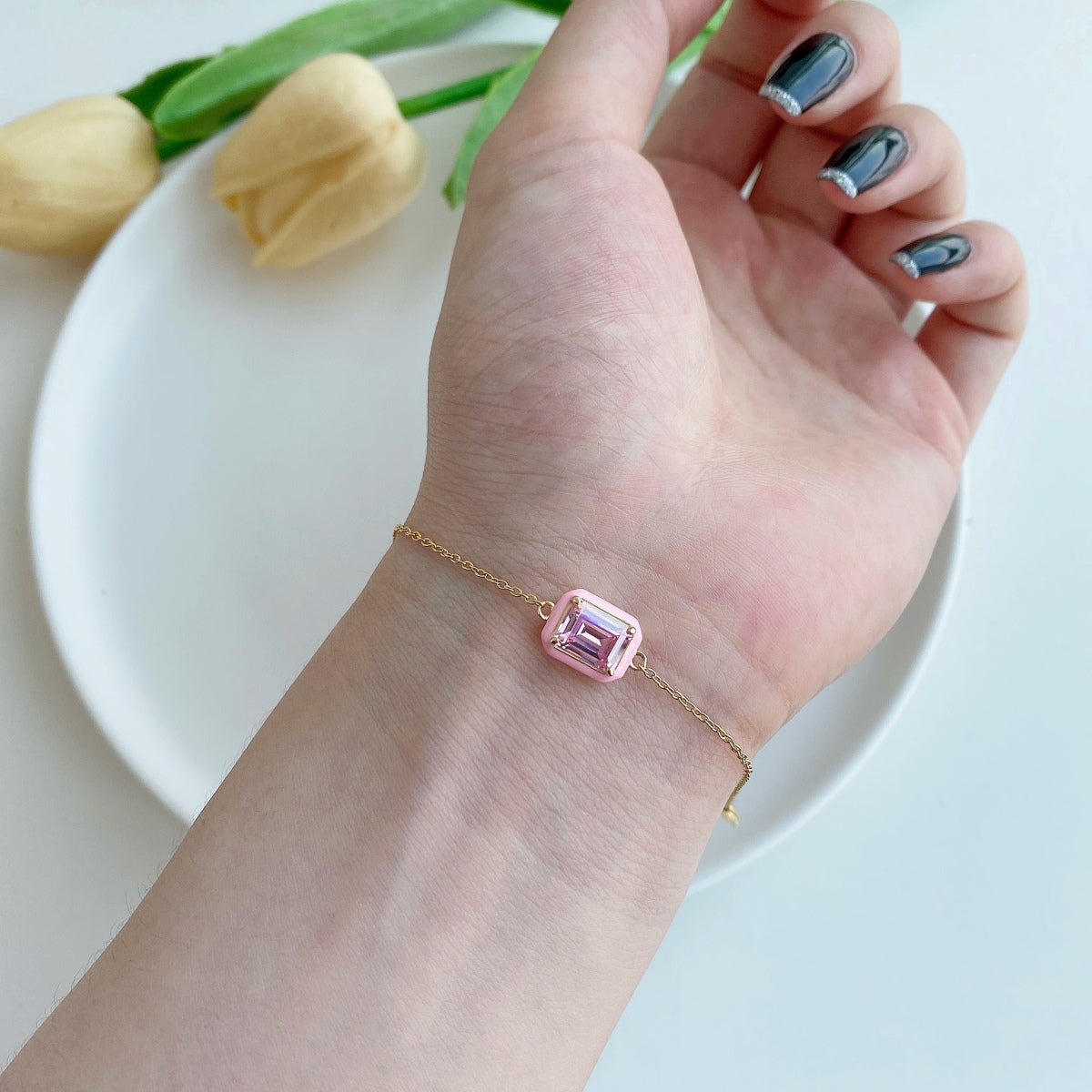 [Kincade Jewelrys]2.0 Carat Sparkling Colorful Emerald Cut Daily Bracelet