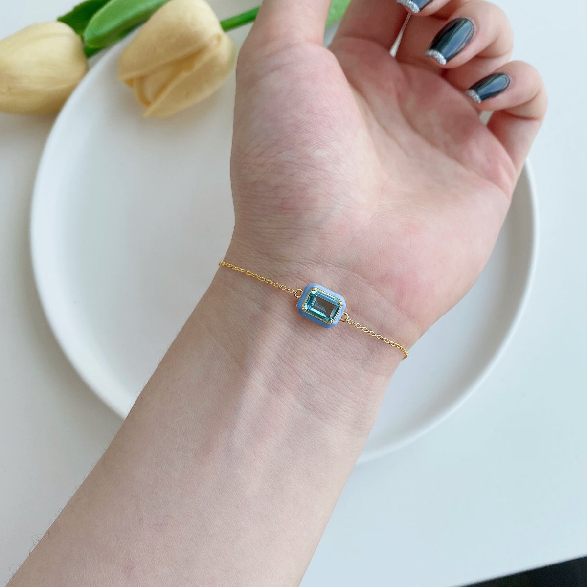 [Kincade Jewelrys]2.0 Carat Sparkling Colorful Emerald Cut Daily Bracelet
