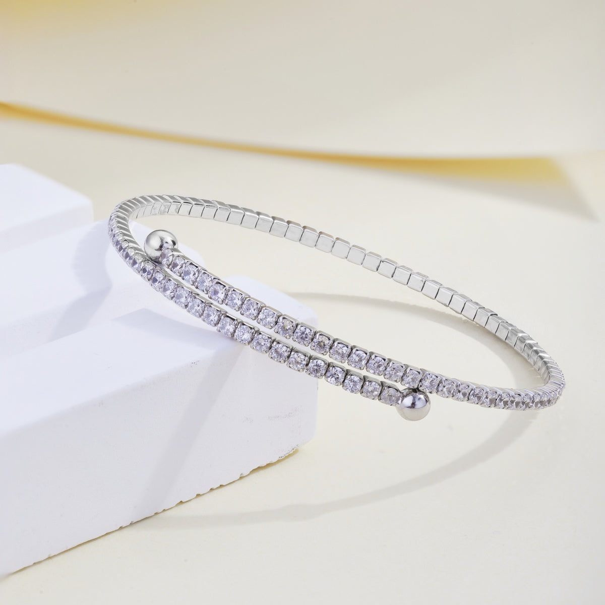 [Kincade Jewelrys]Row of Diamonds Round Fashion Bracelet