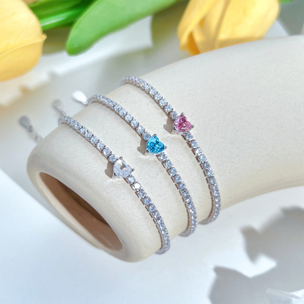 [Kincade Jewelrys]0.5 Carat Elegant Romantic Heart Shape Lover Bracelet