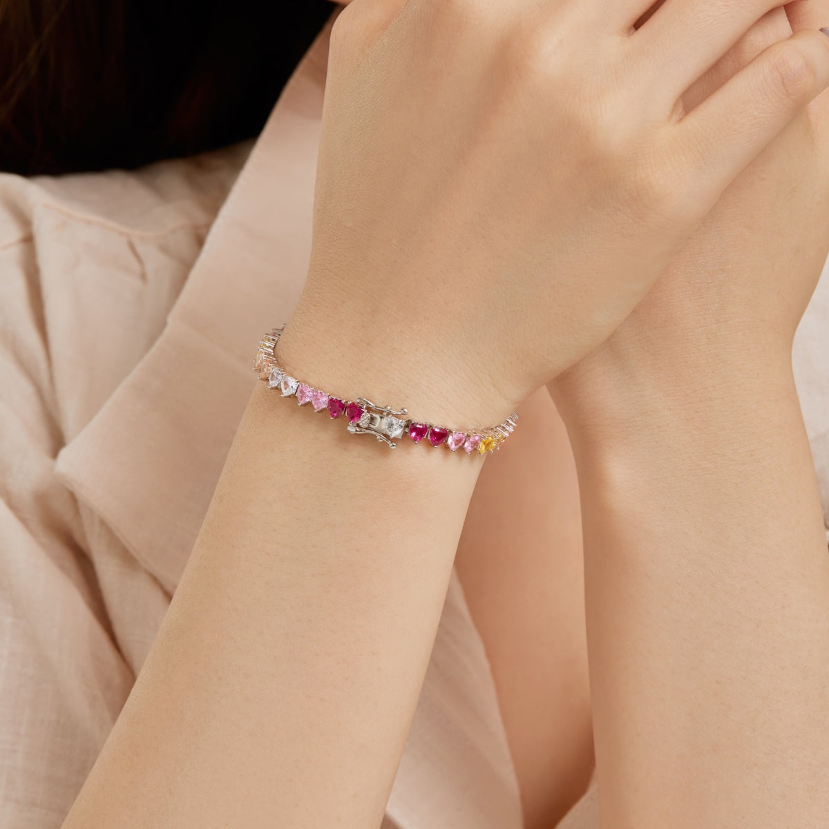 [Kincade Jewelrys]Luxurious Colorful Romantic Heart Shape Lover Bracelet