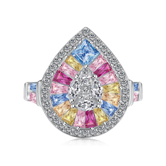 [Kincade Jewelrys]Elegant Colorful Water Drop Shape Banquet Ring