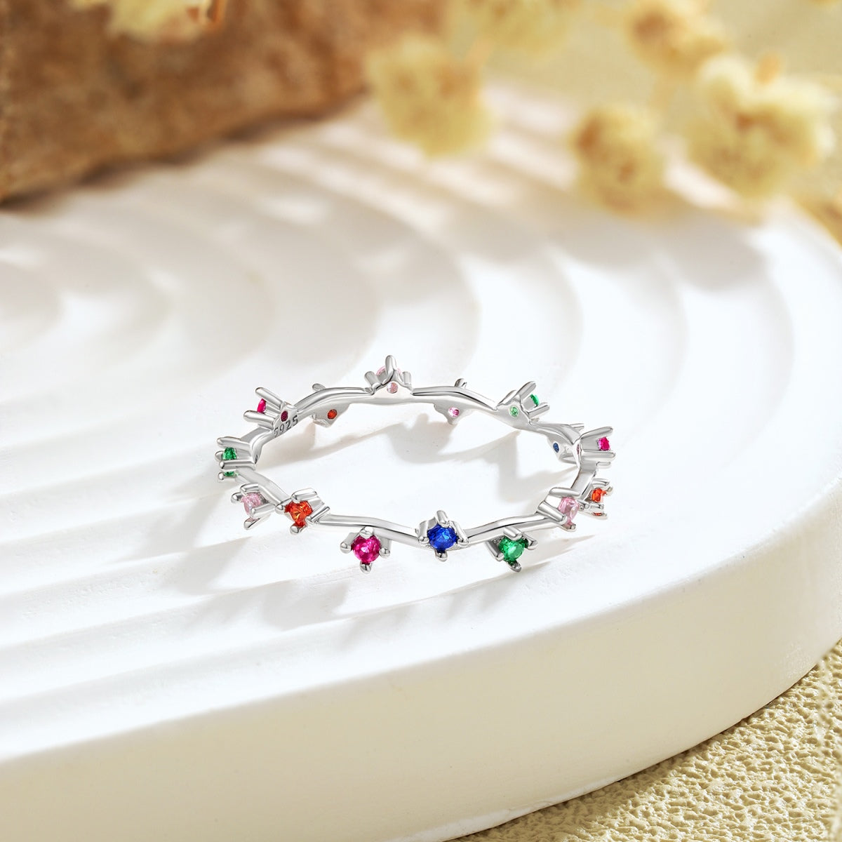 [Kincade Jewelrys]Radiant Colorful Round Cut Daily Ring