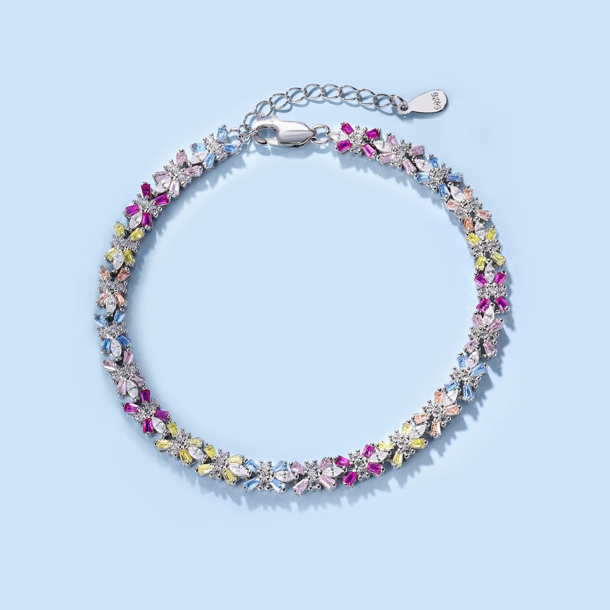 [Kincade Jewelrys]Radiant Colorful Emerald Cut Party Bracelet