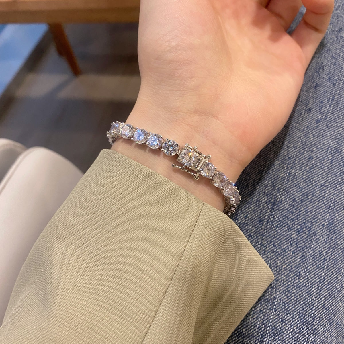 [Kincade Jewelrys]0.75 Carat Dazzling Round Cut Wedding Bracelet