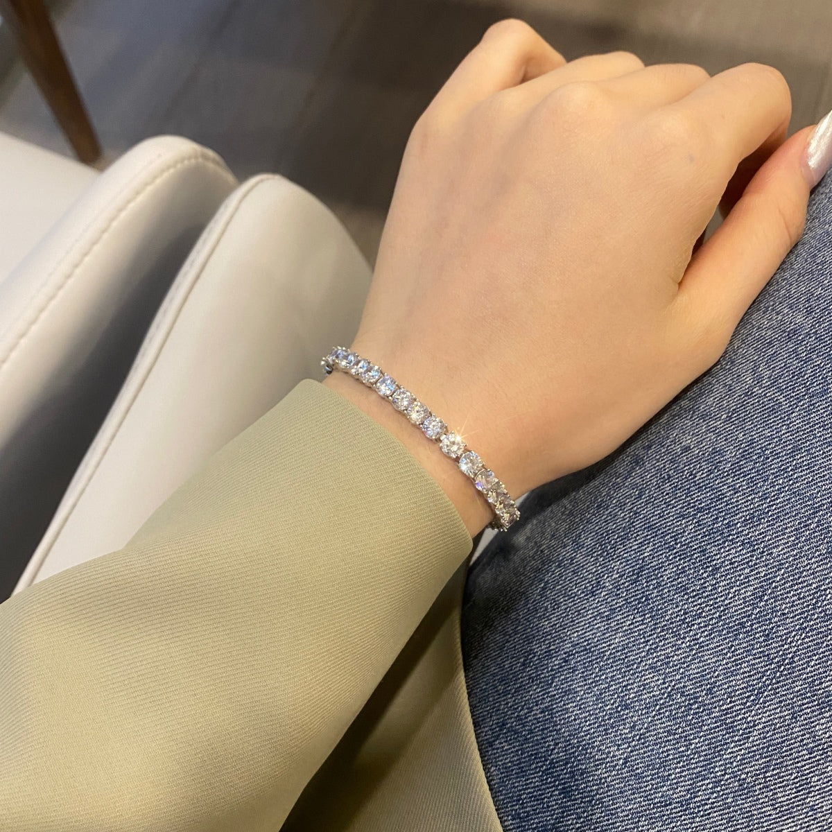 [Kincade Jewelrys]Ornate Sparkling Round Cut Wedding Bracelet