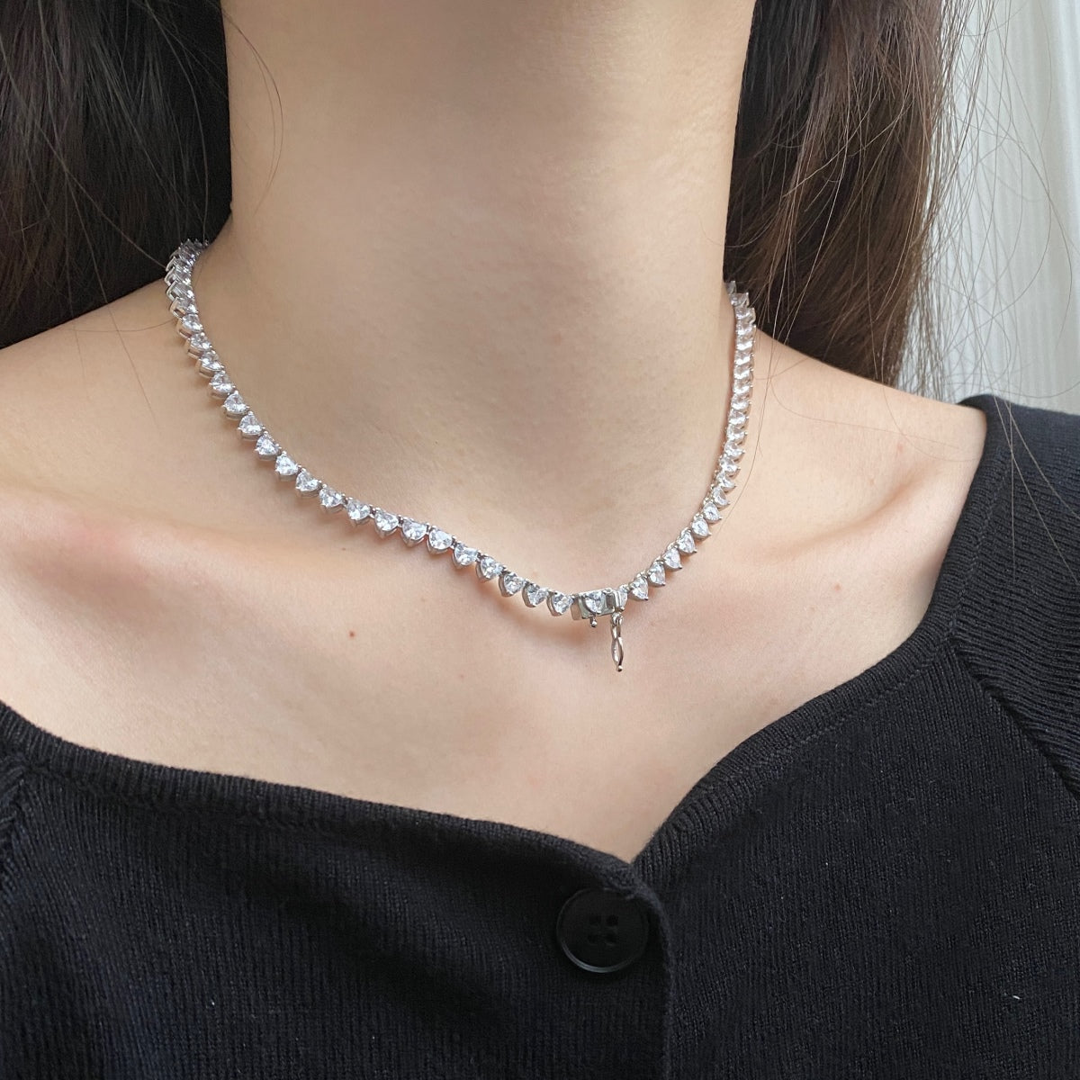 [Kincade Jewelrys]Ornate Heart Cut Tennis Necklace