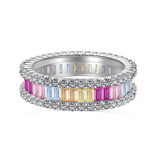 [Kincade Jewelrys]Dainty Kaleidoscopic Emerald Cut Daily Ring