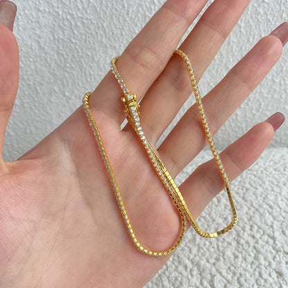 [Kincade Jewelrys]Delicate Round Shape Tennis Necklace