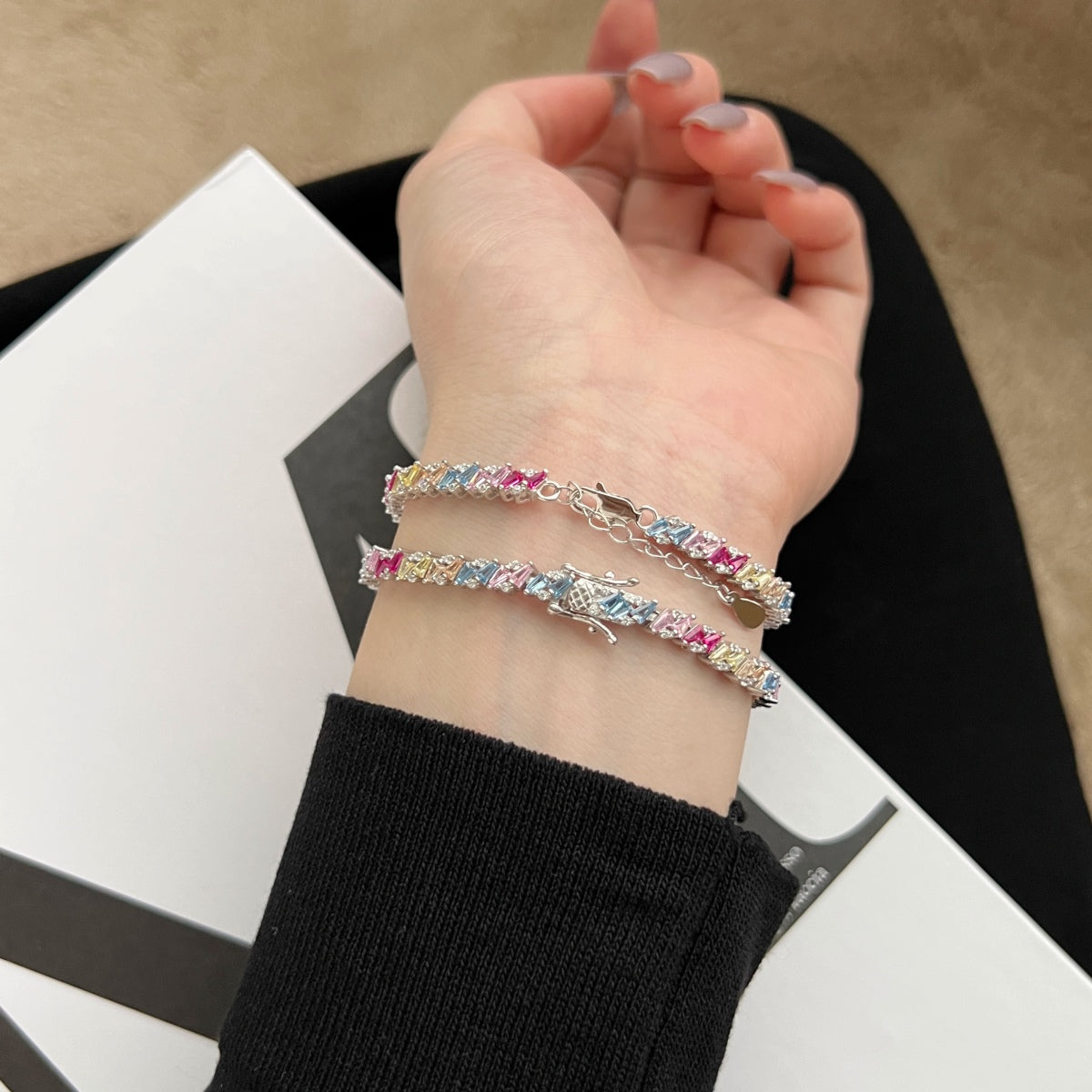[Kincade Jewelrys]Ornate Sparkling Multi Cut Party Bracelet