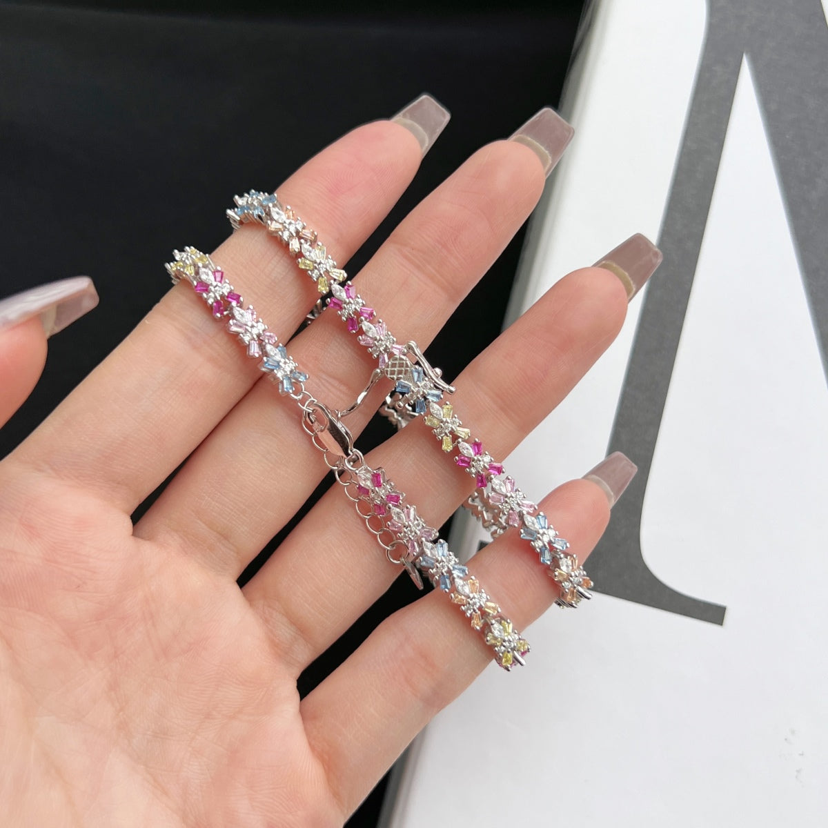 [Kincade Jewelrys]Radiant Colorful Emerald Cut Party Bracelet