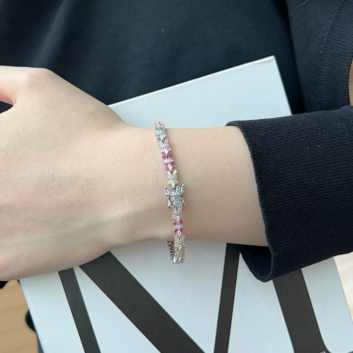 [Kincade Jewelrys]Radiant Colorful Emerald Cut Party Bracelet