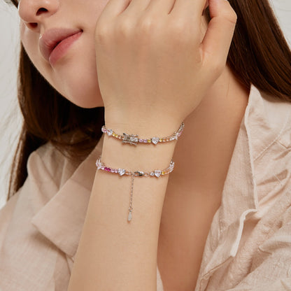 [Kincade Jewelrys]Romantic Heart Shape Round Cut Lover Bracelet