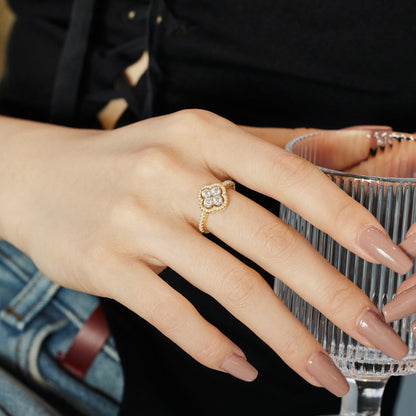 [Kincade Jewelrys]Four Leaf Clover Flower Design Ring