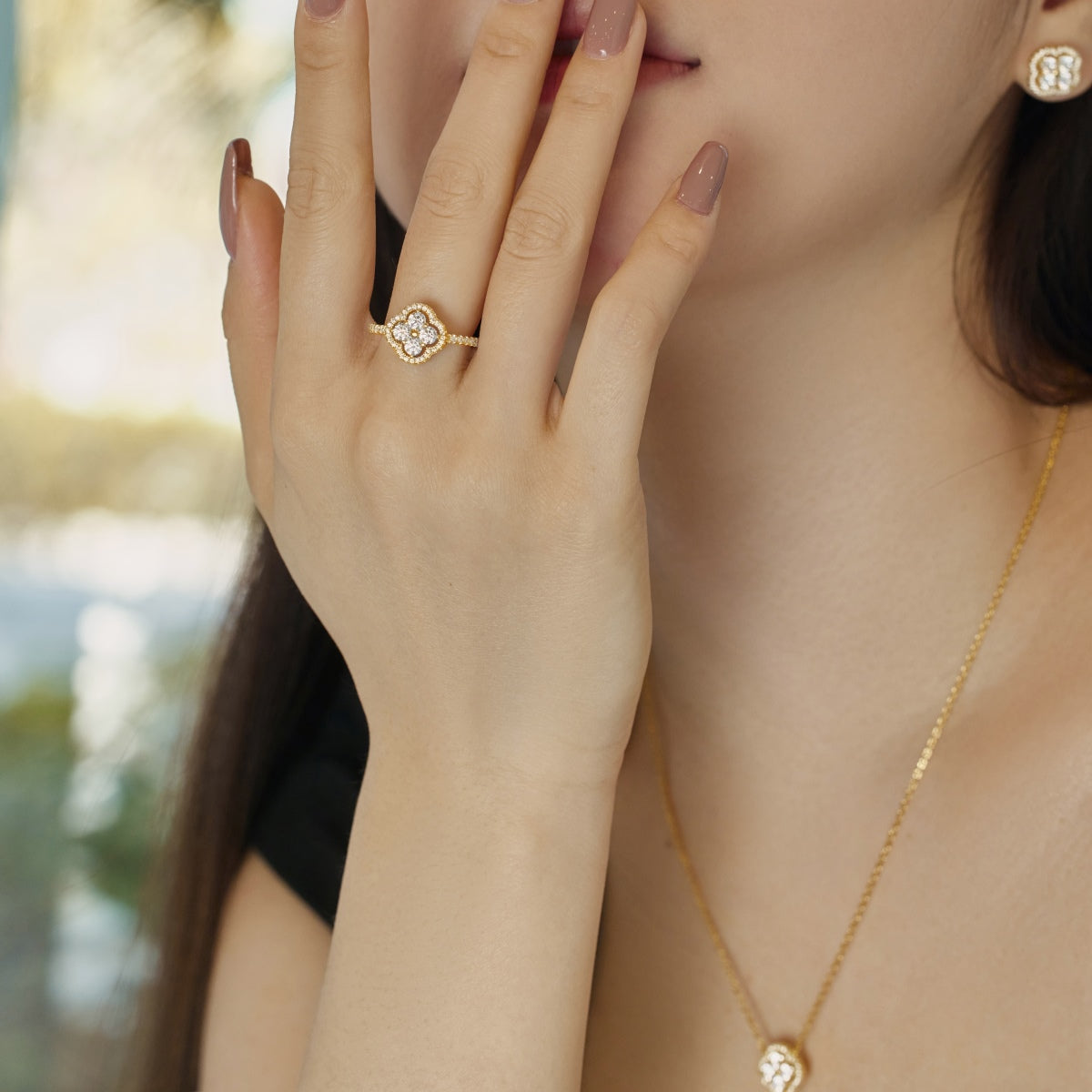 [Kincade Jewelrys]Four Leaf Clover Flower Design Ring