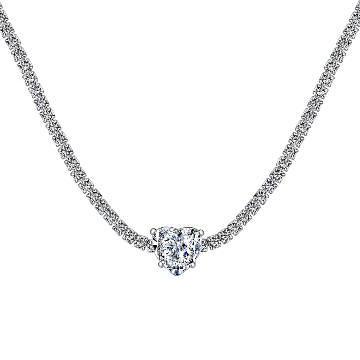 [Kincade Jewelrys]2.0 Carat Sparkling Tennis Heart Cut Necklace
