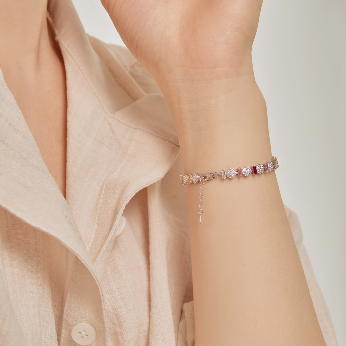 [Kincade Jewelrys]Radiant Colorful Round Shape Daily Bracelet