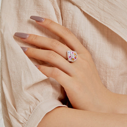[Kincade Jewelrys]Elegant Colorful Water Drop Shape Banquet Ring
